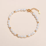Cassie Freshwater Pearl Bracelet with Gold Beads